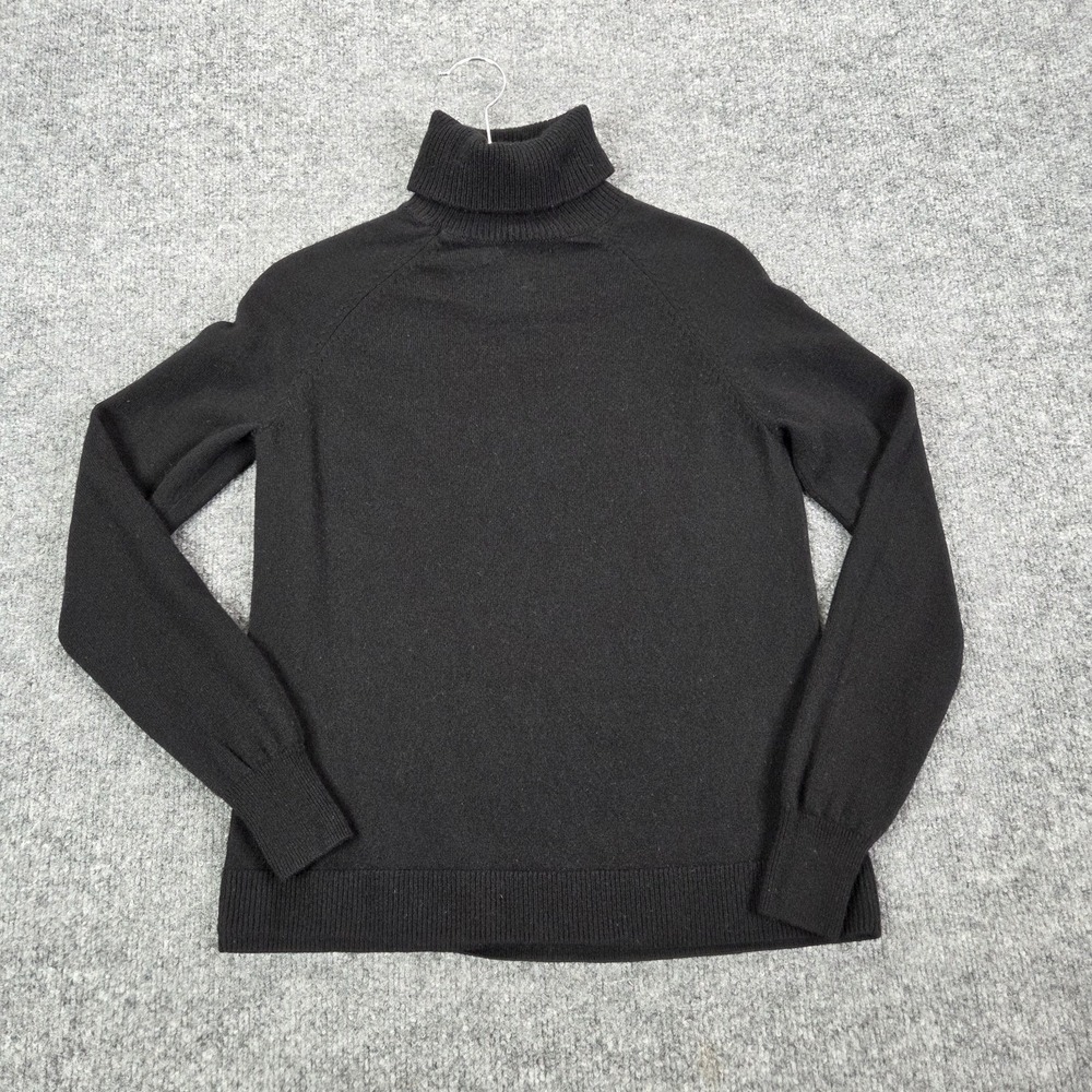 Massimo Dutti Black Wool Cashmere Turtleneck Sweater Womens Small Minimalist